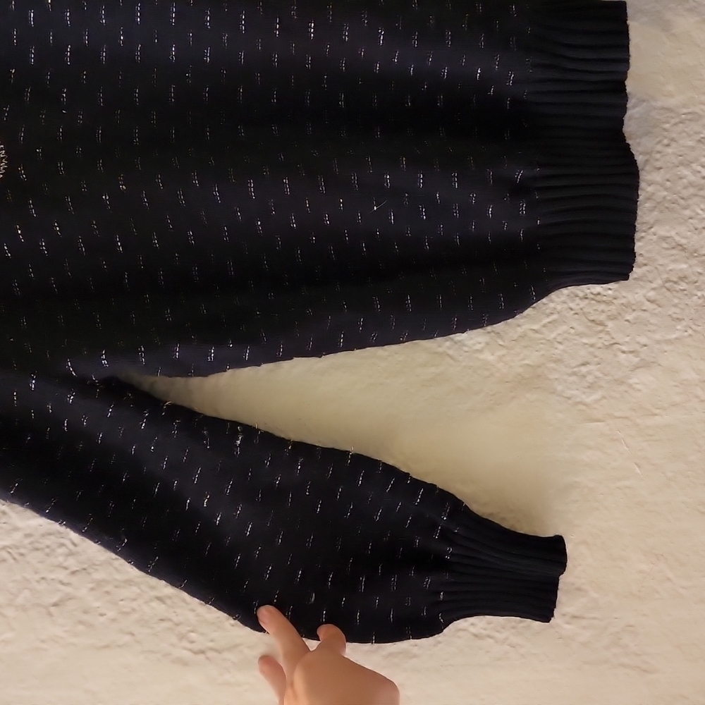 Vintage "Beverly Golderg Style" Acrylic Long Sleeve Metallic/Black Sweater - Picture 4 of 8